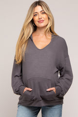 Charcoal Front Pocket Maternity Hoodie