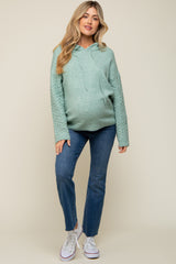 Mint Green Mixed Knit Maternity Hooded Sweater