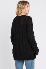 Black Chunky Cable Knit Sweater