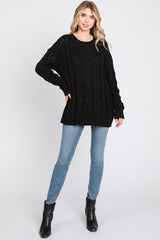 Black Chunky Cable Knit Sweater