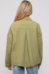 Light Olive Basic Maternity Denim Jacket