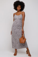 Grey Floral Sleeveless Maternity Maxi Dress