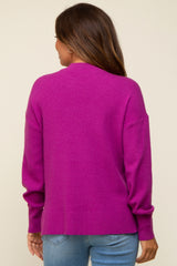 Magenta Knit Mock Neck Maternity Long Sleeve Top