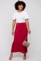 Red Plisse Maternity Maxi Skirt