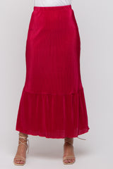 Red Plisse Maxi Skirt