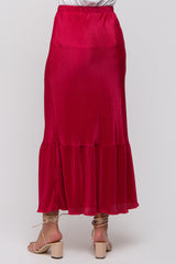 Red Plisse Maxi Skirt