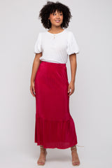 Red Plisse Maxi Skirt