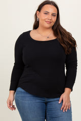 Black Basic Long Sleeve Plus Maternity Top