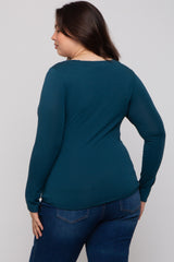 Dark Teal Basic Long Sleeve Plus Maternity Top