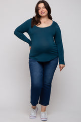 Dark Teal Basic Long Sleeve Plus Maternity Top