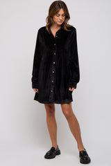 Black Velvet Button Down Dress