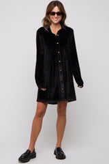 Black Velvet Button Down Dress