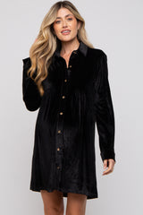 Black Velvet Button Down Maternity Dress