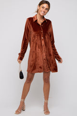 Rust Velvet Button Down Dress