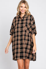 Black Plaid Oversized Mini Dress