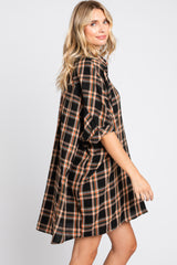 Black Plaid Oversized Mini Dress