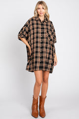 Black Plaid Oversized Mini Dress