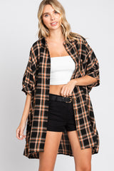 Black Plaid Oversized Mini Dress