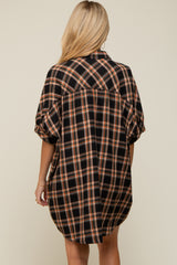 Black Plaid Oversized Maternity Mini Dress