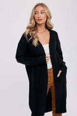 Black Chunky Knit Long Sweater Cardigan