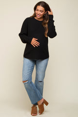 Black Knit Pullover Maternity Sweater