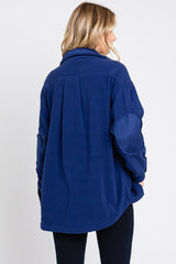 Navy Blue Fleece Double Front Pocket Jacket