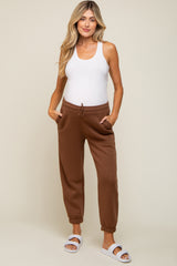 Brown Basic Fleece Maternity Sweatpants