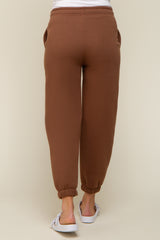 Brown Basic Fleece Maternity Sweatpants