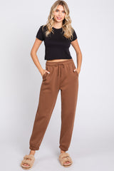 Brown Basic Fleece Maternity Sweatpants