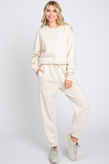 Ivory Basic Fleece Maternity Sweatpants