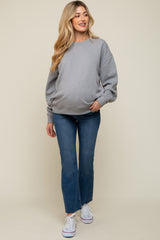 Heather Grey Soft Knit Fleece Lined Maternity Sweatshirt