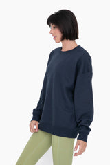 Navy Blue Soft Knit Fleece Lined Sweatshirt