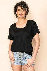 Black Scoop Neck Basic Tee