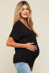 Black Scoop Neck Basic Maternity Tee