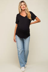 Black Scoop Neck Basic Maternity Tee