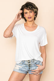 White Scoop Neck Basic Tee