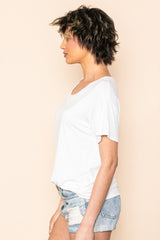 White Scoop Neck Basic Tee