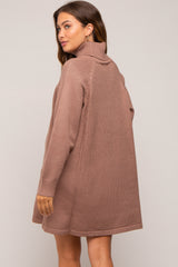 Mocha Knit Turtleneck Maternity Sweater Dress