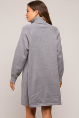 Grey Knit Turtleneck Maternity Sweater Dress