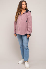 Mauve Soft Hooded Maternity Shacket