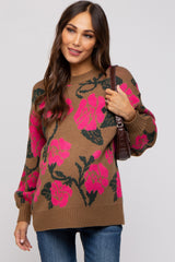 Camel Floral Print Maternity Sweater