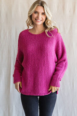 Magenta Fuzzy Knit Maternity Sweater