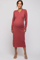 Rust Back Tie Maternity Sweater Dress