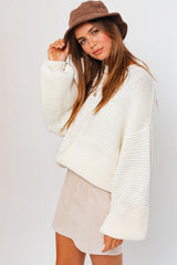 White Ribbed Sweater