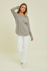 Charcoal Long Sleeve Curved Hem Maternity Top