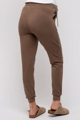 Mocha Ultra Soft Knit Drawstring Maternity Joggers