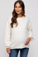 Cream Soft Knit Rolled Hem Maternity Sweater