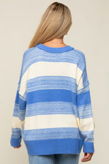 Blue Brushed Striped Maternity Sweater