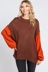 Brown Multi-Color Knit Maternity Sweater