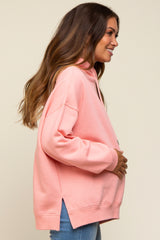 Pink Drawstring Maternity Hoodie